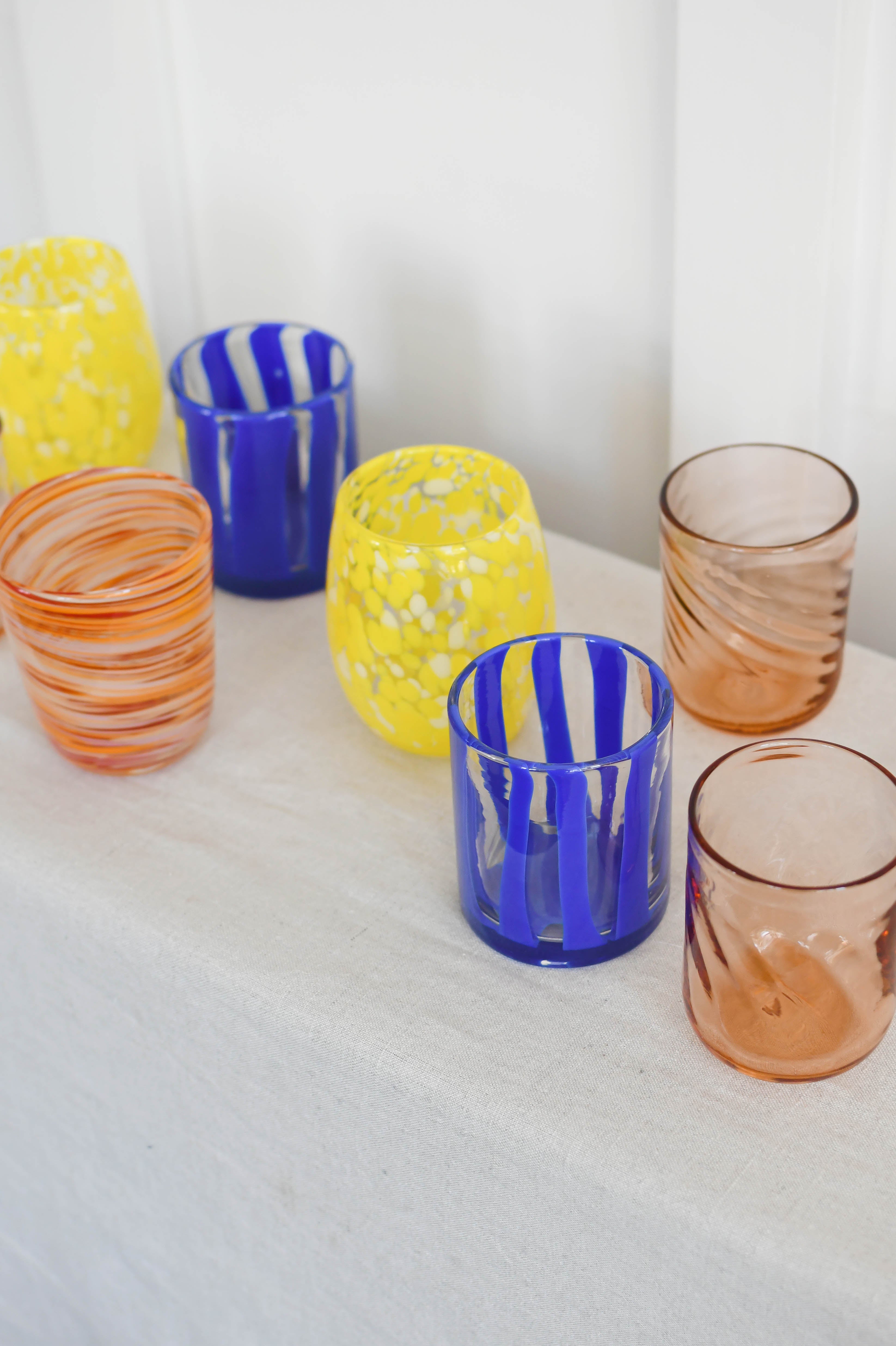 Multi Twist vandglas - orange/rød/beige